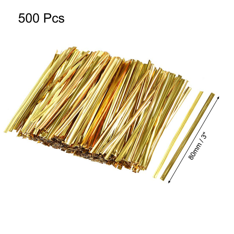 uxcell Metallic Twist Ties 3.15 Inches Quality Plastic Closure Tie for Tying Gift Bags Art Craft Ties Manage Cords Golden 500pcs - NewNest Australia