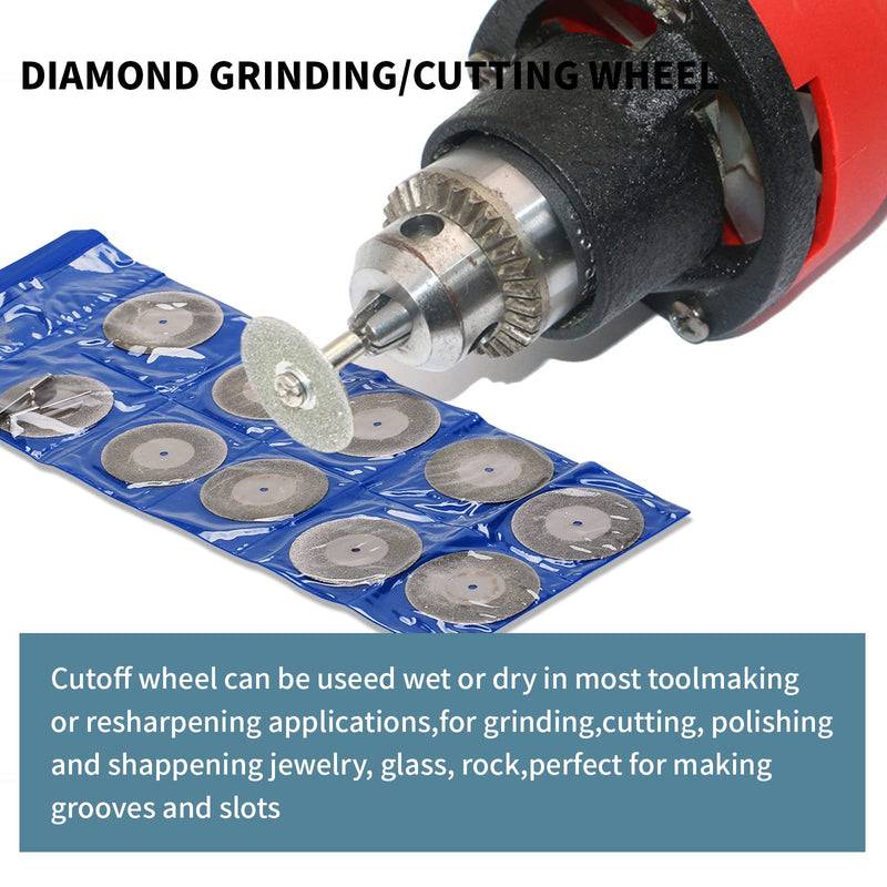 Eagles Diamond Grinding/Cutting Wheel, 50mm 1.9 inch (10pcs Discs+2shank), Blade Wheel Disc Rotary Tool for Dremel - NewNest Australia