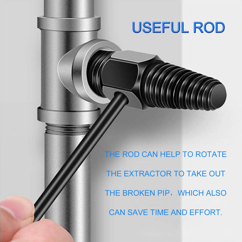 Damaged Screw Extractor - Broken Pipe Remover, Alloy Steel Easy Out Double Head Manual Water Pipe Valve Faucet Stripped Screw Remove Repair Tool with Rod for 1/2" 3/4" Pipe - NewNest Australia