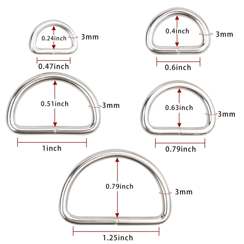D Rings for Sewing, Metal D Ring - Set of 90 - NewNest Australia