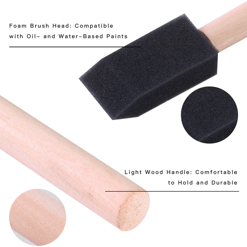 Foam Paint Brushes, Mister Rui Sponge Paint Brush, 1 Inch Foam Brush 12 Pieces, Wood Handle Paint Brush Set, Light and Durable, Ideal for Painting and Cleaning Foam Brush Set | Pack of 12 - NewNest Australia