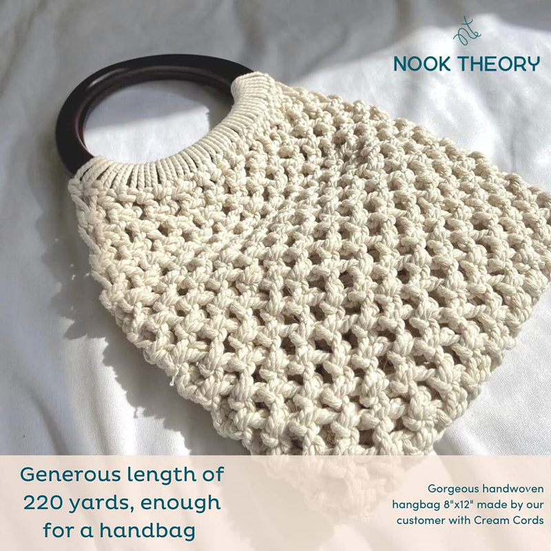 Nook Theory 3mm Macrame Cord 220 Yards - 4mm 5mm Soft Macrame Rope Perfect for Knots - Macrame Supplies for Wall Hangers & Boho Decorations - Cotton Rope - Macrame String (Cream 3mm) Cream 3mm*220yards - NewNest Australia