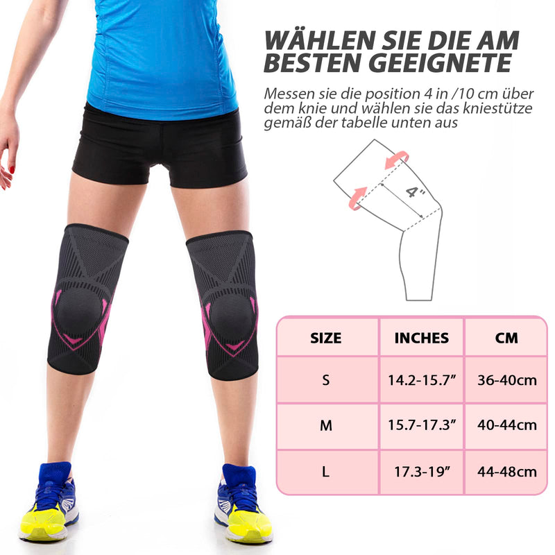 Ruilala Knee Support Compression Knee Support 1 Piece With Non-Slip Silicone Strips Elastic Knee Sleeve For Men Women For Arthritis Acl Meniscus Tear Sports Fitness Jogging (Rose Red, M) - NewNest Australia