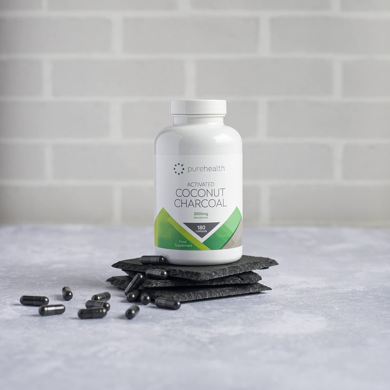 Activated Coconut Charcoal 2000mg Daily Serving | No Fillers/Bulking Agents | 180 Capsules | Non GMO Coconut for Bloating, Gas, Digestion, Flatulence | Natural Relief | Vegan & Keto Supplement - NewNest Australia