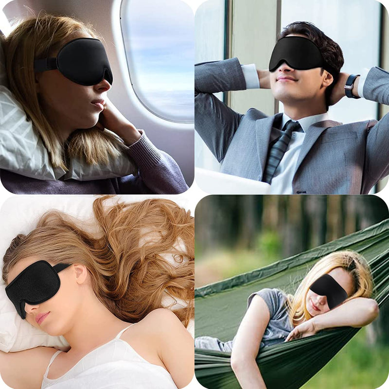 Tanshine Sleep Mask Black Eye Masks for Sleeping Light Blocking Blackout 3D Eye Mask Drowsy Sleeping Mask for Men Wowen Night Mask Blindfold for Travel,Nap,All Night Sleeping Black New - NewNest Australia