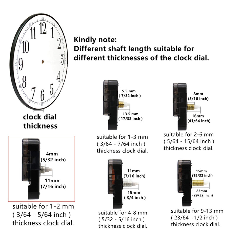 NewNest Australia - Youngtown 12888 Movement for Clock Repair Replacement 11mm (7/16 Inch) Shaft Length.4mm(5/32 Inch) Thread Length. 7/16 inch total shaft length 