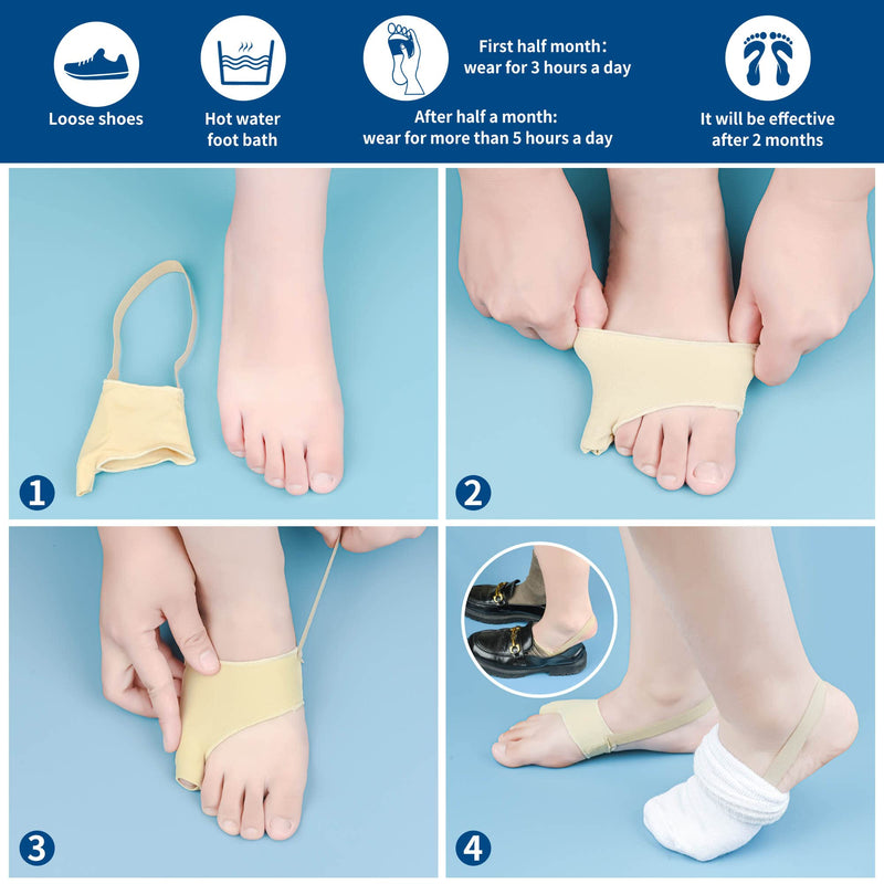 DYKOOK Tailors Bunion Corrector 1Pair Bunionette Sleeves Built-in Gel Pads Silicone Cover Guard With Non-slip Strap to Relief Bunion Pinky Toe Pain, Straighten Bunionette,Overlapping toe(Beige-Small) S Beige - NewNest Australia