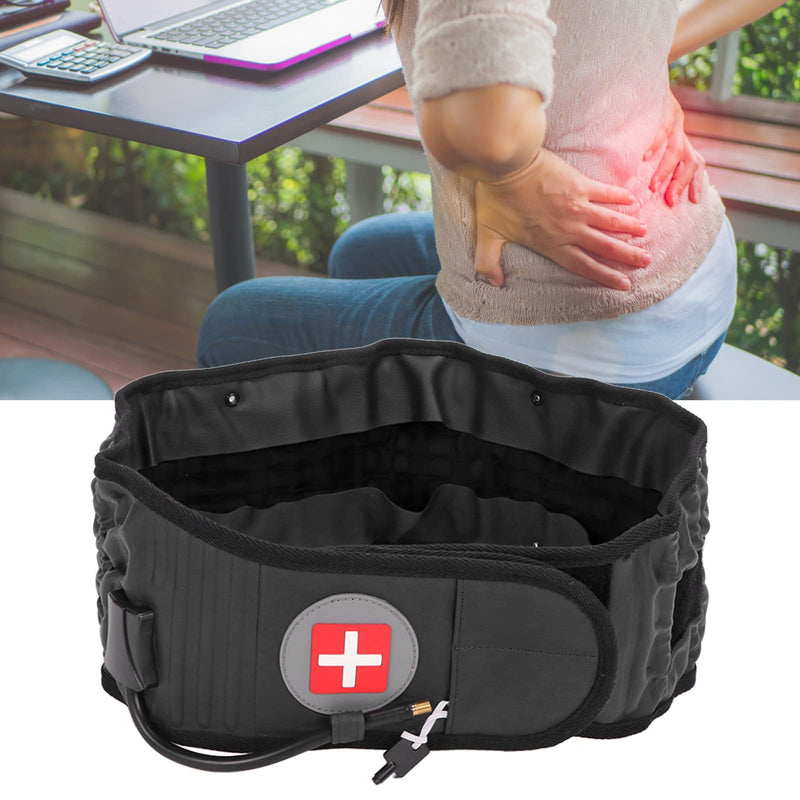 Lumbar Traction Belt Professional Back Support Compression Strap Relieves Pain From Inflatable Degenerative Discs With Inflatable Device For Peace Relieves Pressure (Black) - NewNest Australia