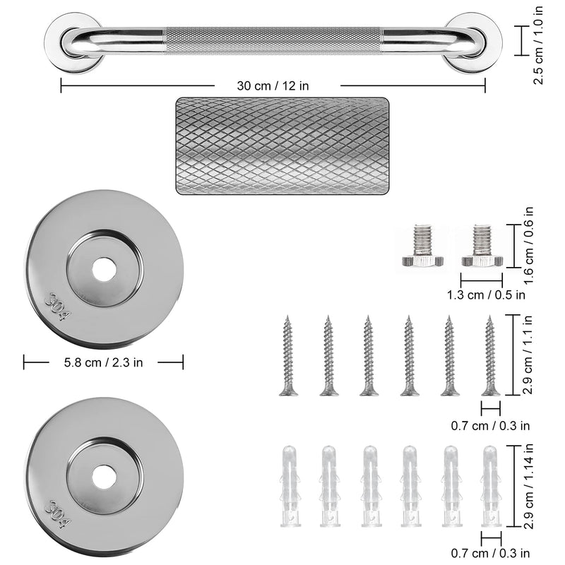 supregear Bathroom Grab Bar Rail, 30.48 cm Stainless Steel Non-Slip Bathroom Handle, Safety Handle, Indoor/Outdoor Auxiliary Handle for Kitchen Bedroom Bathtub, Shower and Steps 30 cm - NewNest Australia