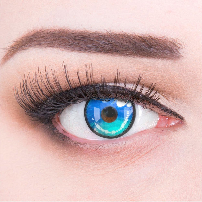Meralens Colored Contact Lenses Anime Arc 2 Blue Crazy Fun Blue Annual Lenses 1 Pair Without Prescription With Free Lens Case - Top Quality For Fancy Dress, Carnival, Halloween, Cosplay 2023 - NewNest Australia