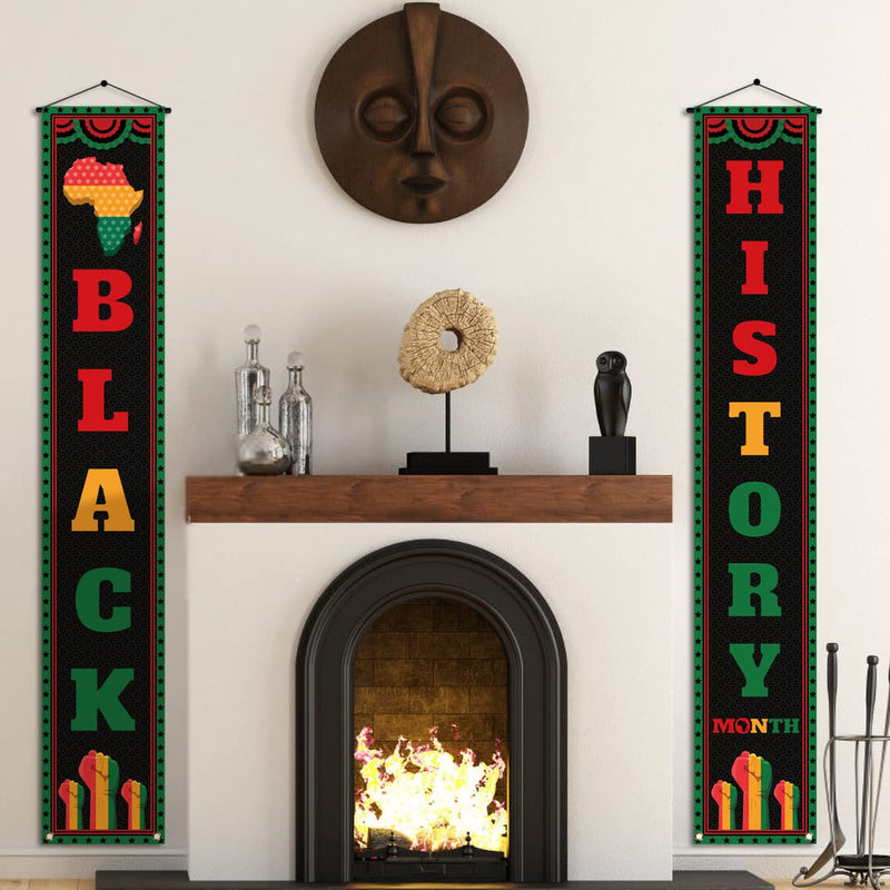 Black History Month Front Door Banner February Black Pride Juneteenth Indoor Outdoor Porch Wall Yard Mantle Fireplace Decoration - NewNest Australia