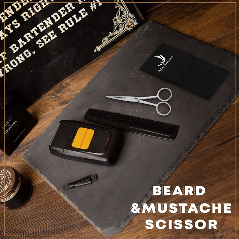 Stainless steel beard scissors with comb is for men - Small scissors are for nose ear and eyebrow hair - NewNest Australia