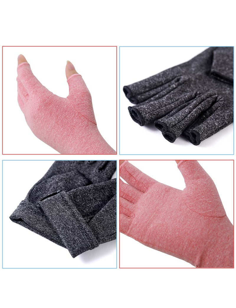 Osteoarthritis Gloves, Fingerless Gloves, Rheumatism Compression Gloves, Arthriti Gaming Gloves, Rheumatic Pain Relief, Rsi, Carpal Tunnel Syndrome (M, Gray + Pink) - NewNest Australia