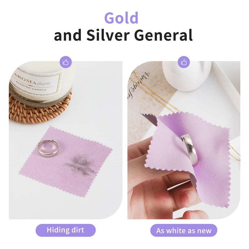CATIFLIN 100pcs Premium Jewelry Cleaning Cloth, Silver Polishing Cloth Individually Wrapped, for Sterling Silver, Gold, Brass, Silverware, Coin, Ring, Watch and More (Purple, 3.15" x 3.15") purple - NewNest Australia