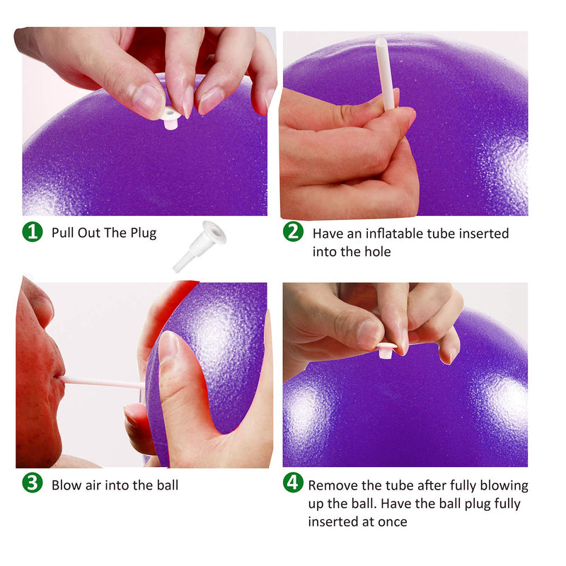 Vaupan Mini Exercise Ball, 9 Inch Small Gym Ball with Inflatable Straw for Yoga, Pilates, Stability, Barre, Physical Therapy, Stretching and Core Training, Improves Balance, Strength Purple - NewNest Australia
