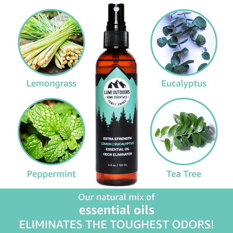 Lumi Outdoors Natural Shoe Deodorizer Spray & Odor Eliminator - Extra Strength Eucalyptus Lemongrass - NewNest Australia