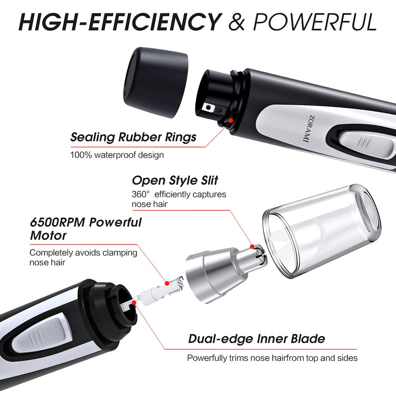 Ear and Nose Hair Trimmer Clipper - 2021 Professional Painless Eyebrow & Facial Hair Trimmer for Men Women, Battery-Operated Trimmer with IPX7 Waterproof, Dual Edge Blades for Easy Cleansing Black - NewNest Australia