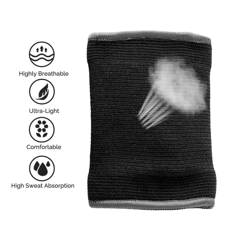 Neotech Care Wrist Band Support Sleeve - Elastic & Breathable Knitted Fabric Compression Brace - for Tennis, Gym, Sport, Tendonitis - Black Colour (Size M, 1 Unit) - NewNest Australia
