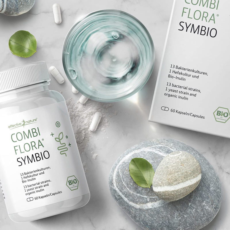 Combi Flora SymBIO - Probiotic with 13 bacterial strains + organic inulin - 60 vegan capsules - delayed release - high dose 60 pieces (pack of 1) - NewNest Australia