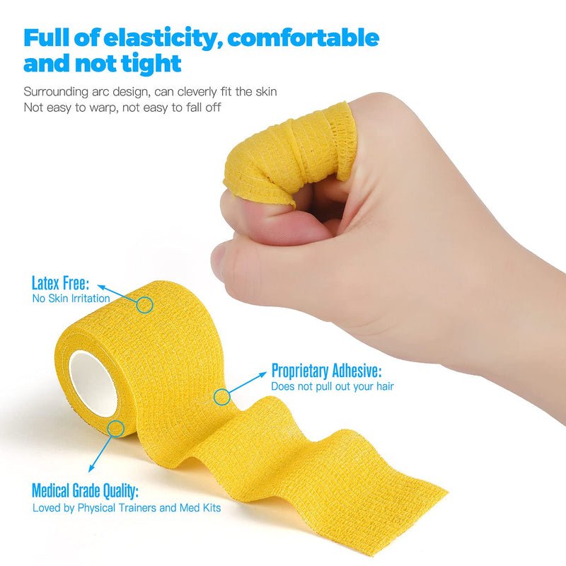 Cohesive Bandage 5 Cm X 4.5 M 8 Pack Self Adhesive Bandage Wrap Breathable Bandage Tape Athletic Elastic Self Adherent Wrap For Sports Injury, Wrist, Knee, Ankle Sprains And Swelling (Yellow) - NewNest Australia