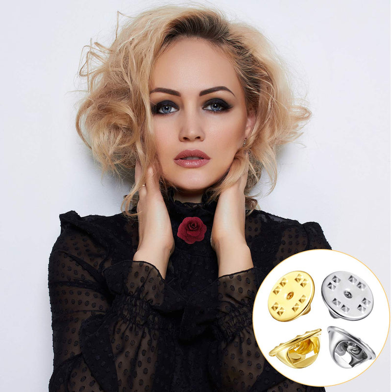 Brass Butterfly Clutch Badge Insignia Clutches Pin Backs Replacement (Gold, Silver, 50 Pieces) - NewNest Australia