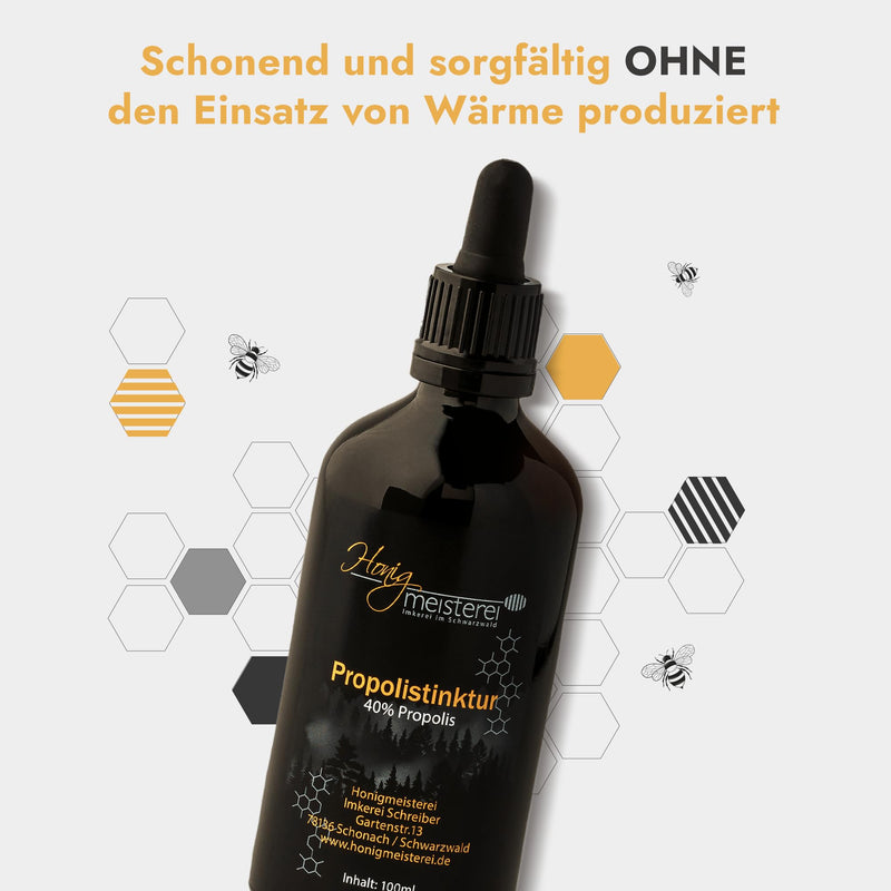 Honigmeisterei Propolis tincture 100ml with 40% natural propolis, in the best quality from Black Forest beekeeping, propolis drops without additives 100ml with dropper pipette - NewNest Australia