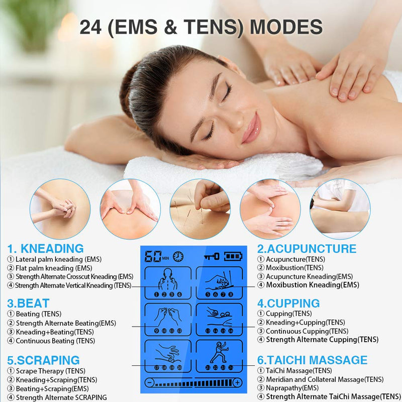 TENKER TENS EMS Unit Muscle Stimulator, 24 Modes TENS Machine for Pain Relief & Muscle Strength Rechargeable Electronic Pulse Massager(Not Fit TENKER Square Pads) - NewNest Australia