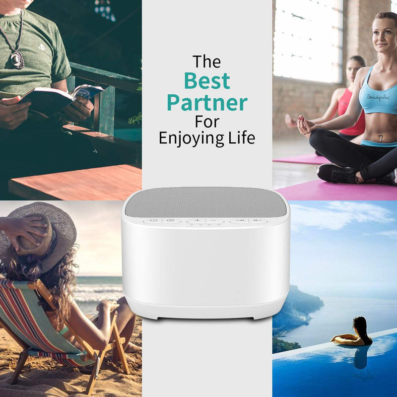 Magicteam Sleep Sound White Noise Machine with 40 Natural Soothing Sounds and Memory Function 32 Levels of Volume Sleep Timer Sound Therapy for Baby Kids Adults (AC Adapter Not Included) B-white - NewNest Australia