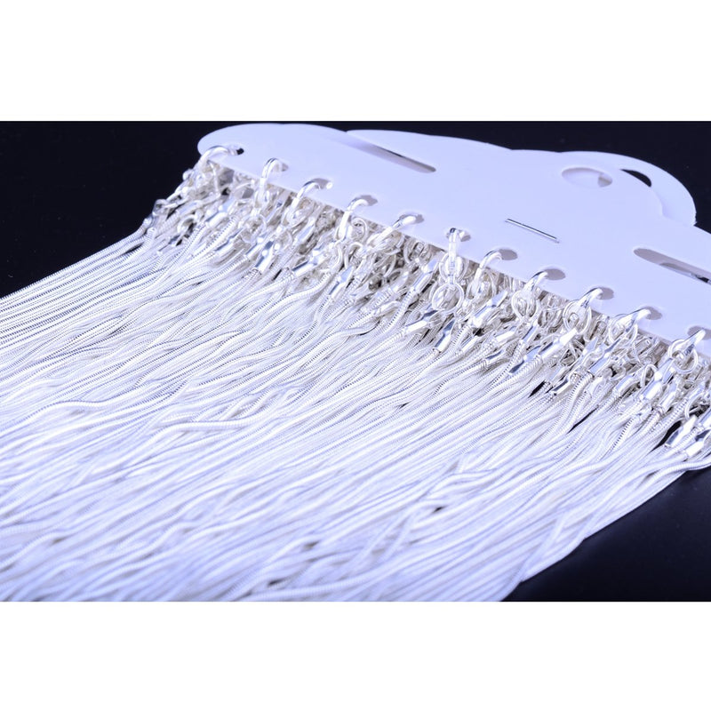 Snake Chain Necklace White Brightening 24pcs 925 Silver Plated 1.2mm DIY Shining Link with Lobster Clasps for Jewelry Making (16 inch, Shining White Brightening) 16 inch - NewNest Australia