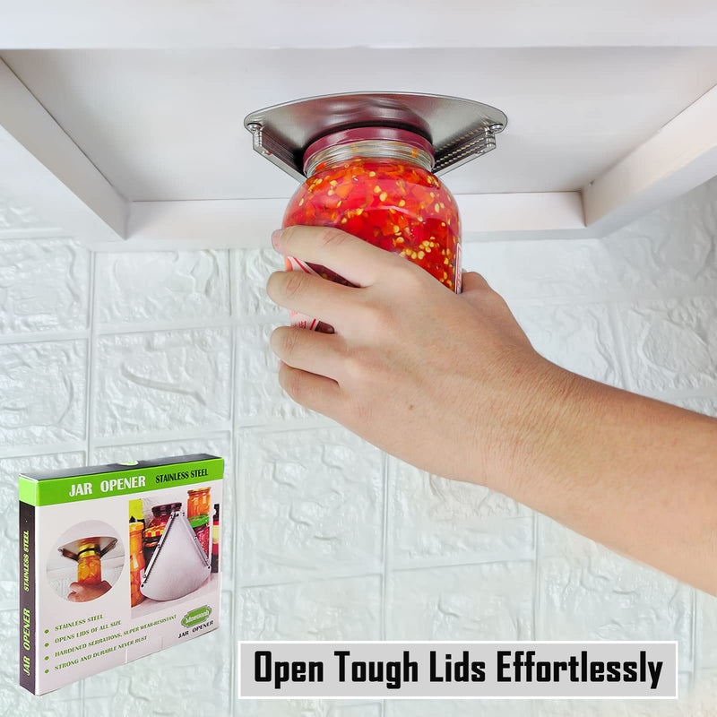 Jar Opener for Weak Hands and Seniors with Arthritis Stainless Steel Under Cabinet multi-function Jar Lid & Bottle cap Opener V Shape Single Hand Under Counter Can Opener Gripper Opens Any Size Jar - NewNest Australia
