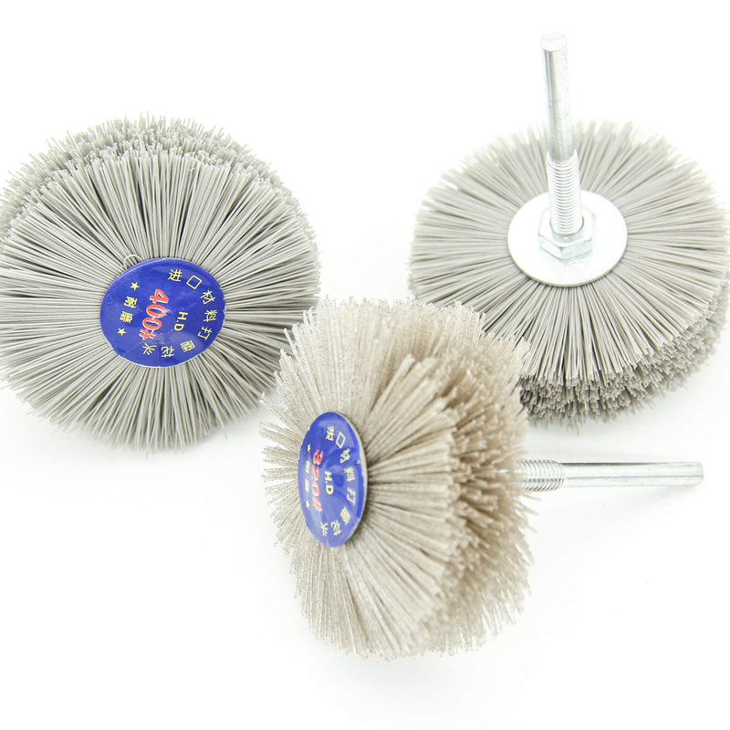 Woodwork Polish Grinder, Nylon Wheel Brush Abrasive, Grinding Head with 6mm Threaded Shank, Abrasive Nylon Wheel Brush, Sanding Mop, Abrasive Wheel (320/400/600# 3Pcs) - NewNest Australia