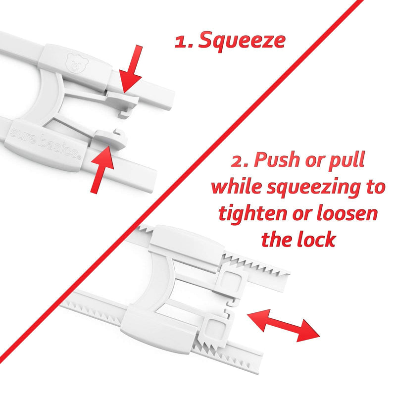 Child Proof Locks for Cabinet Doors, Adjustable U-Shaped, Door Latch 4 PCK White - NewNest Australia