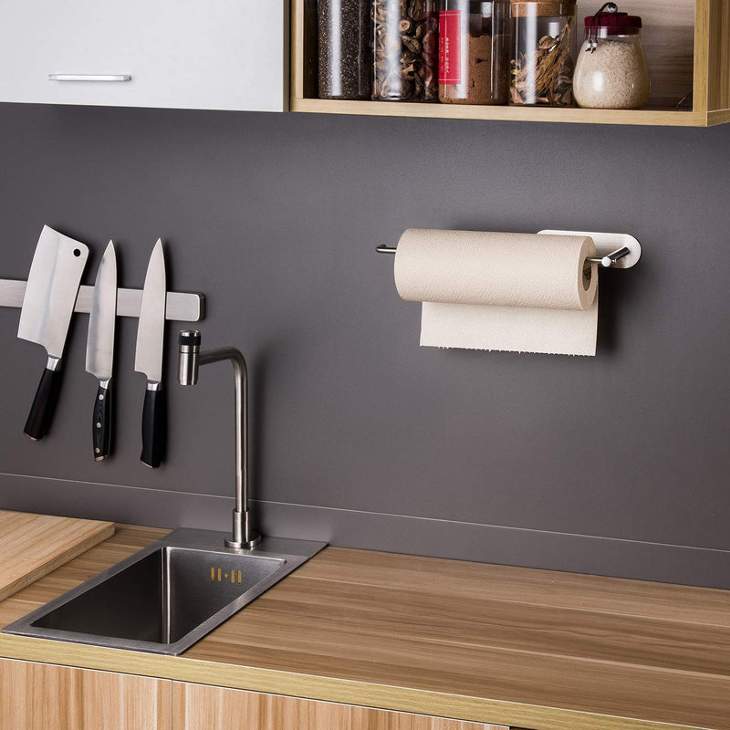 NewNest Australia - YIGII Paper Towel Holder 12 Inch - Self Adhesive Paper Towel Rack Under Cabinet for Kitchen Large Roll Paper, Stainless Steel 