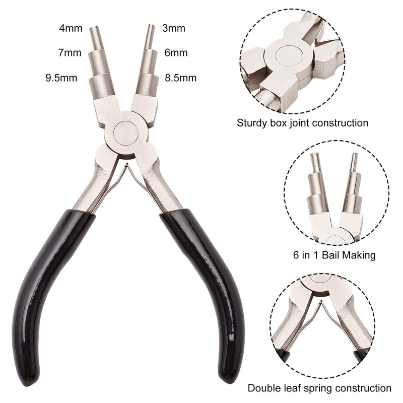 BENECREAT 6 in 1 Bail Making Pliers Wire Looping Forming Pliers with Non-Slip Comfort Grip Handle for 3mm to 9.5mm Loops and Jump Rings, Black - NewNest Australia