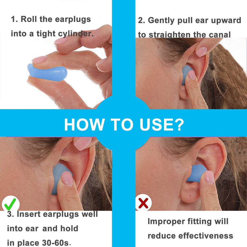 Ear Plugs for Sleeping, Reusable Silicone Moldable Noise Cancelling Sound Blocking Reduction Earplugs for Swimming, Snoring, Concerts, Shooting, Airplanes, Musicians, 32dB Highest NRR - NewNest Australia