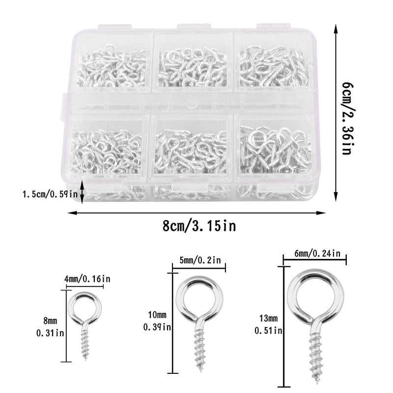TOYMIS 400pcs Mini Screw Eye Pins, Mini Metal Eye Pins Small Eye Pin Pendants for DIY Art&Crafts, Jewelry Making Findings, Charm Bead Supplies (Silver, 3 Different Sizes) Silver - NewNest Australia