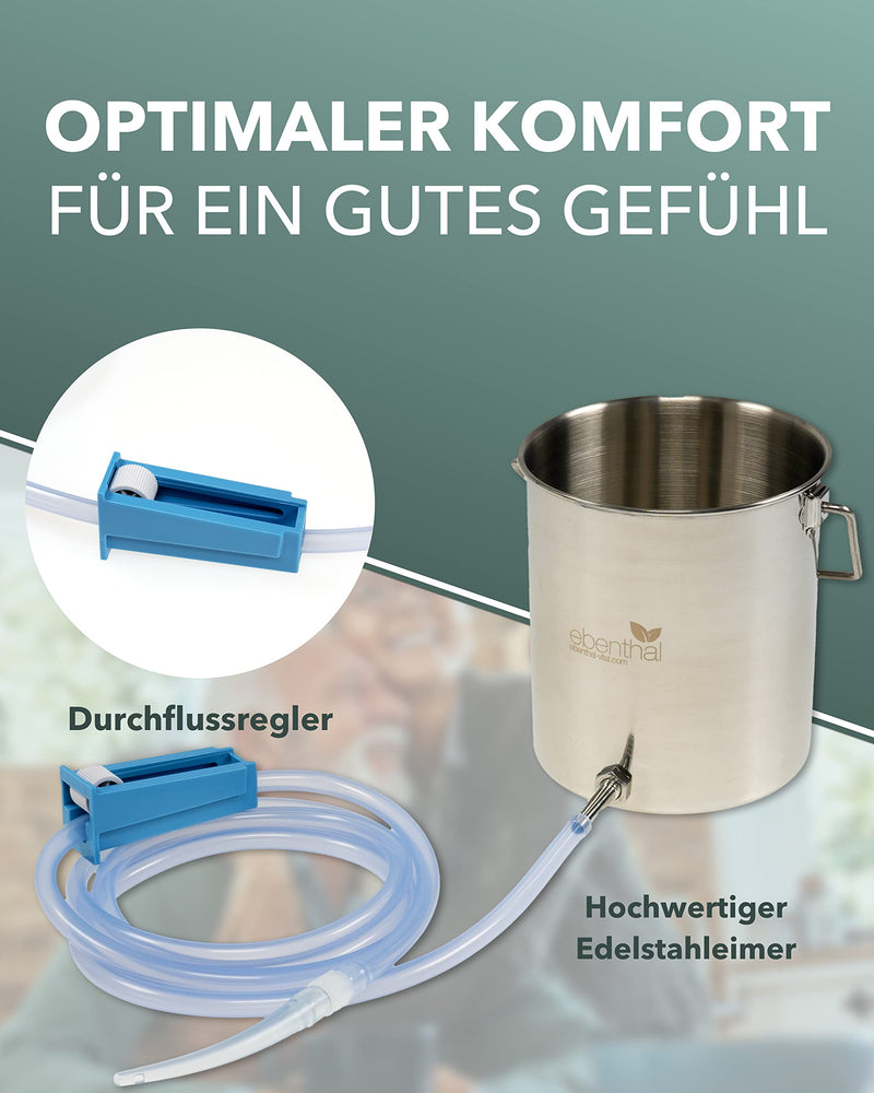 Ebenthal Vital 2L Premium Stainless Steel Enema Set For Bowel Cleansing - Enema Irrigator, 2M Hose, Container - For Intestinal Rinses For Therapeutic Fasting & Detoxes - Includes Instructions (English Language Not Guaranteed) - Bpa-Free - NewNest Australia