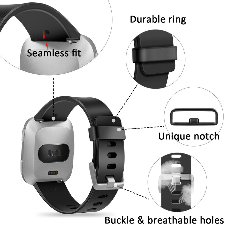Wepro Bands Compatible with Fitbit Versa SmartWatch, Versa 2 and Versa Lite SE Watch for Women Men, Small and Large Black Large 7.2"-8.7" - NewNest Australia