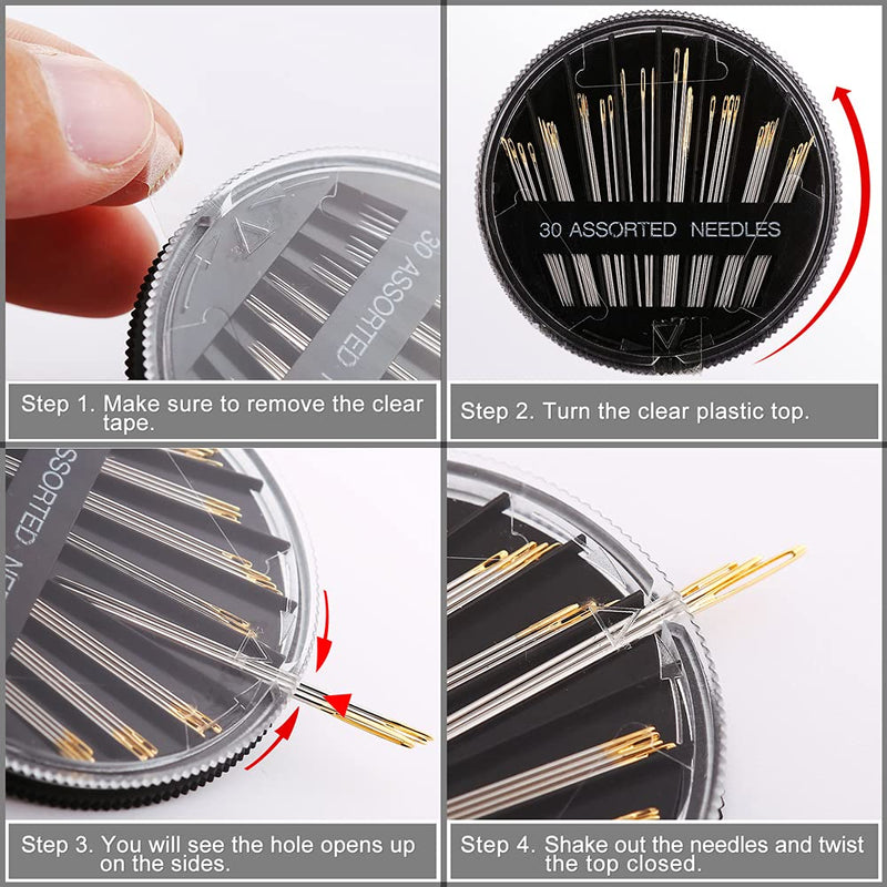 30/60Pack Premium Sewing Needles for Hand Sewing Repair, 6 Sizes Assorted Needles with 2 Threaders, Sewing Needles for Handsewing, Large Eye Stitching Needles, Embroidery Needles, Sewing Sharp Needles 30PCS Needles - NewNest Australia
