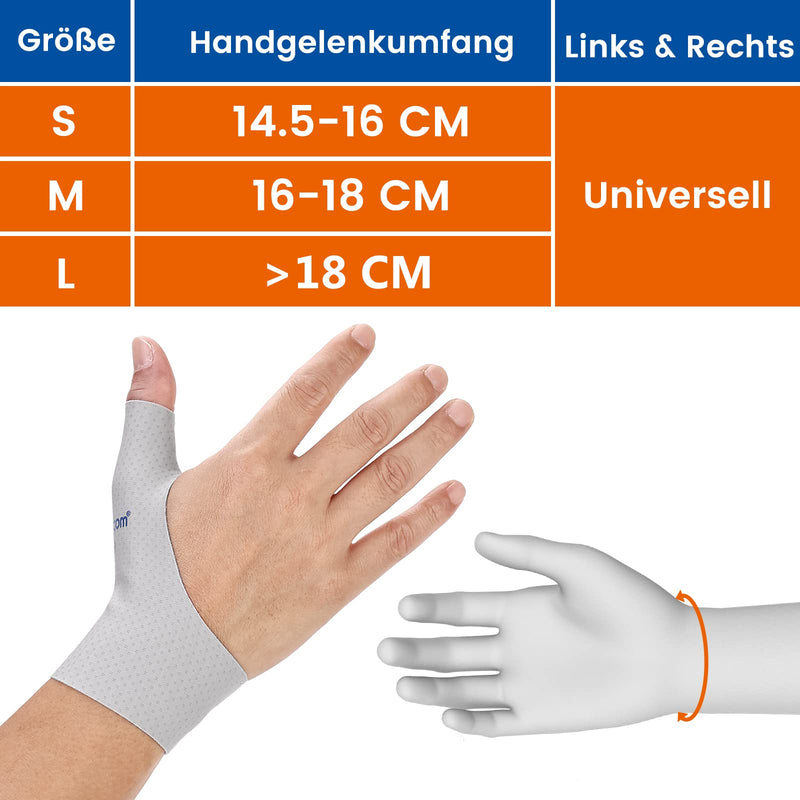 Willcom Elastic Thumb Wrist Splint Compression Sleeve for Men & Women - 2 Pieces Soft Fabric Thumb Glove Liner for Mild Arthritis Pain Relief Protector (M) M Grey - NewNest Australia