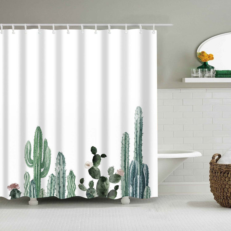 Cactus Decor Shower Curtain with Modern Concise Design, Bath Fantastic Decorations Waterproof Polyester Fabric Bathroom Shower Curtain Liner with Hooks 72" x 72" (Cactus) - NewNest Australia