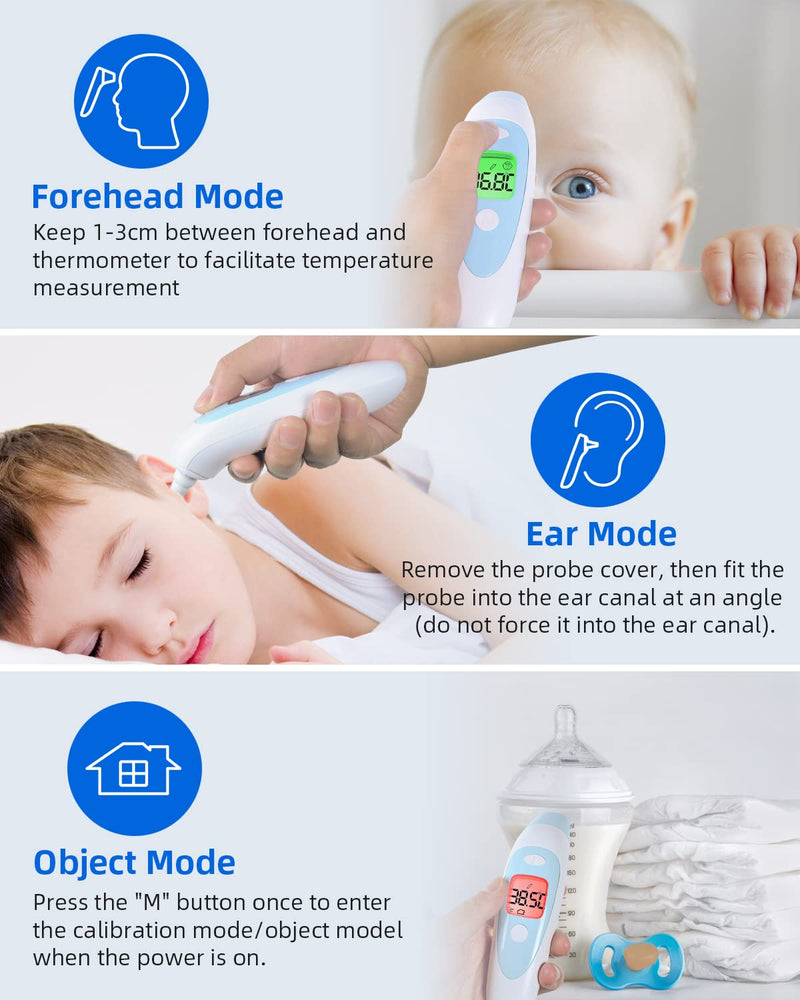 AILE Digital Thermometer for Kids and Adults, Temperature Thermometer for Home Thermometer indoor - ear Thermometer for Children 3-in-1 Mode with Fever Alarm, Memory Function Baby Thermometers - NewNest Australia