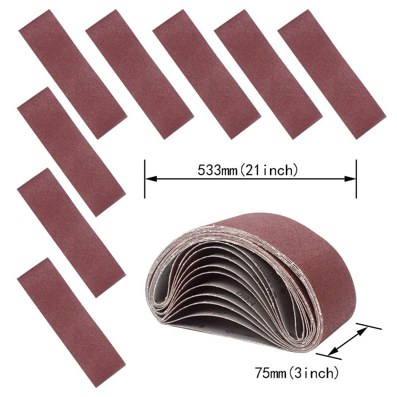 Coceca Sanding Belts 3x21 Inches (75x533mm) Aluminum Oxide Sanding Belt, 80 Grits 12pcs for Belt sander - NewNest Australia