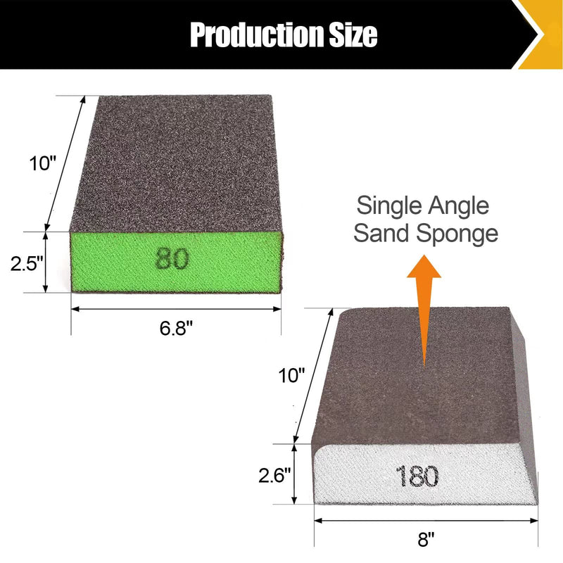BOSHCRAFT 10 Pack Sanding Sponge, Washable and Reusable Sanding Block for Wood Drywall Metal Glasses Coarse/Medium/Fine/Superfine in 60/80/120/220 Grit Sandpaper Block Sand Paper Brick (3.9'' × 2.8'') - NewNest Australia