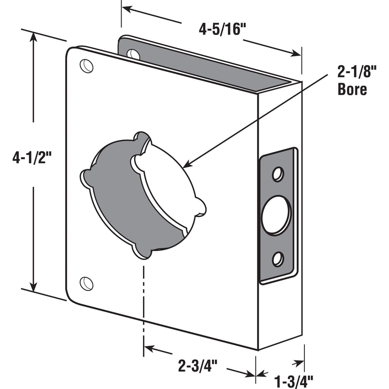 Prime-Line MP9545 Lock & Door Reinforcer, 2-1/8in. x 2-3/4in. x 1-3/4in, Solid Brass, Recessed, Pack of 1 - NewNest Australia