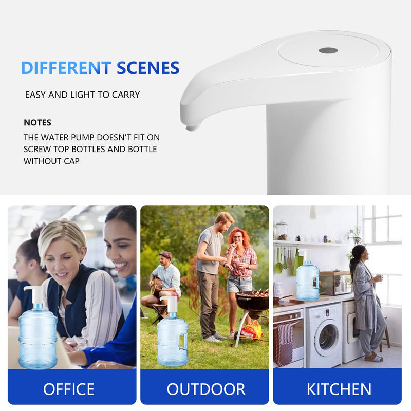 Electric Water Bottle Pump, Water Bottle Dispenser,USB Charging Drinking Water Dispenser, Universal Water Pump for 5 Gallon Water Jugs Bottles, Portable Water Dispenser for Home Camping - NewNest Australia