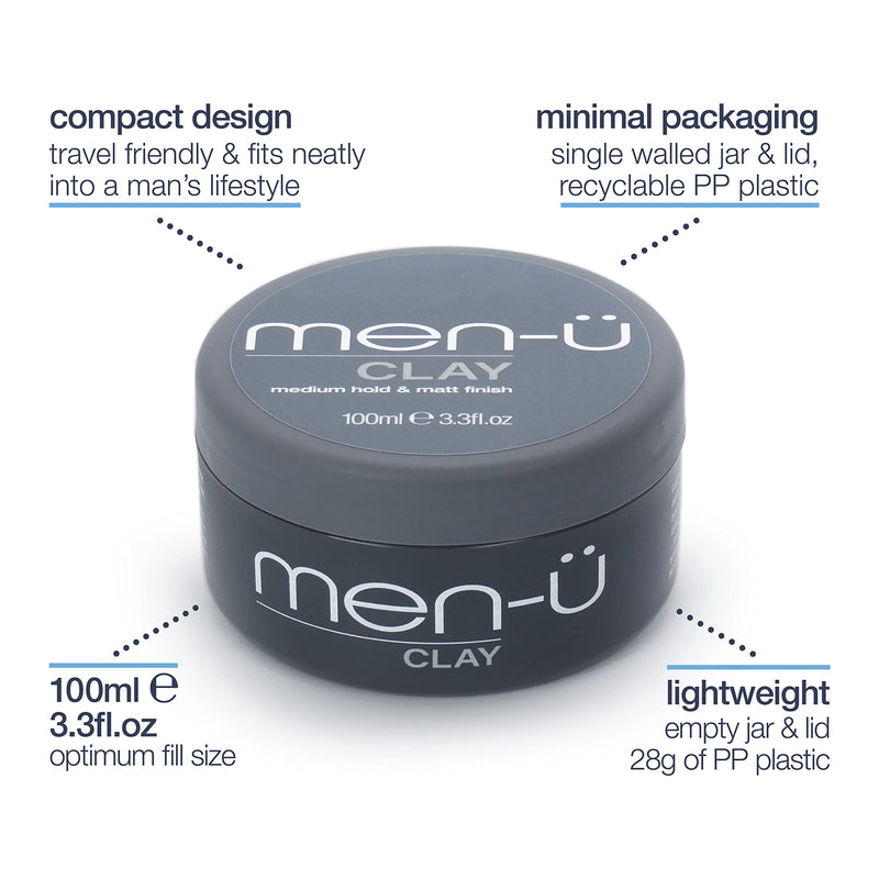 men-u hair CLAY 100ml, mens hair products – Great for matt, choppy and dishevelled styles. SIGNATURE WATERMELON FRAGRANCE - Mens hair wax w/medium hold & matt finish. Single walled 100ml styling puck - NewNest Australia