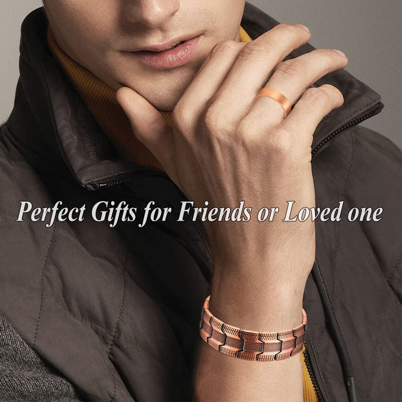 Vicmag Copper Bracelet for Men Copper Magnetic Bracelet Ultra Strength Double Row 3500 Gauss Wristband Brazaletes with Adjustment Tool & Jewelry Gift Box (Copper Pattern) Copper Pattern - NewNest Australia