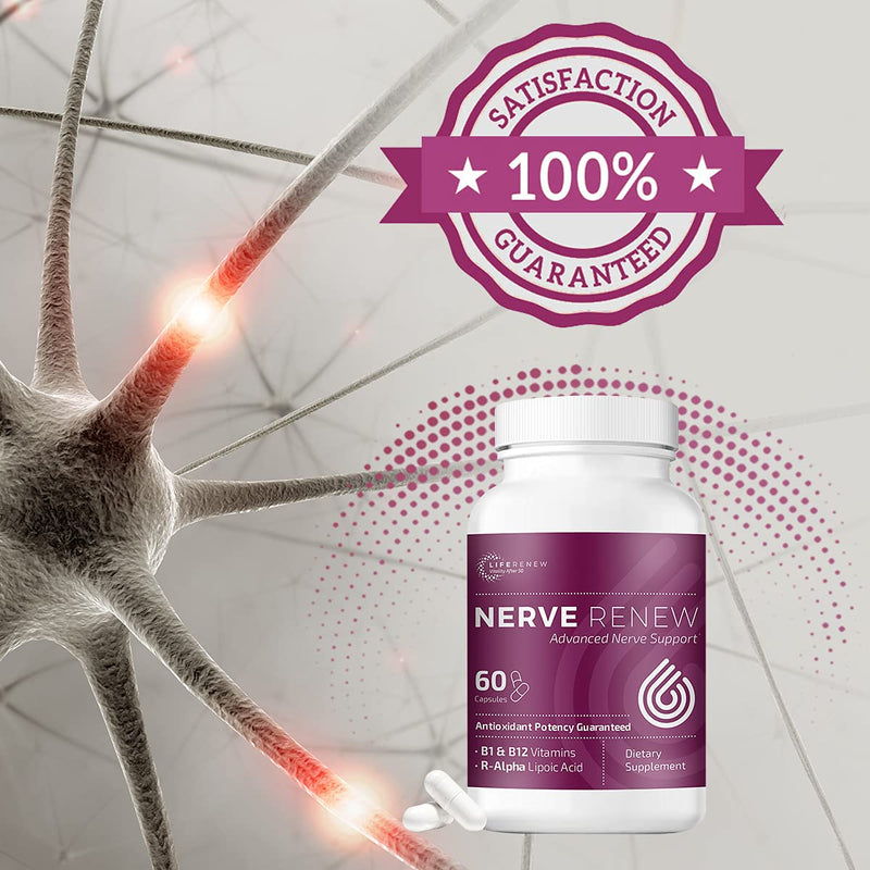 Nerve Renew Advanced Nerve Support - Natural Nerve Discomfort Support with R-Alpha Lipoic Acid and Vitamin B Complex - 60 Capsules - Antioxidant Potency, Fast-Acting Formula 60 Count (Pack of 1) - NewNest Australia