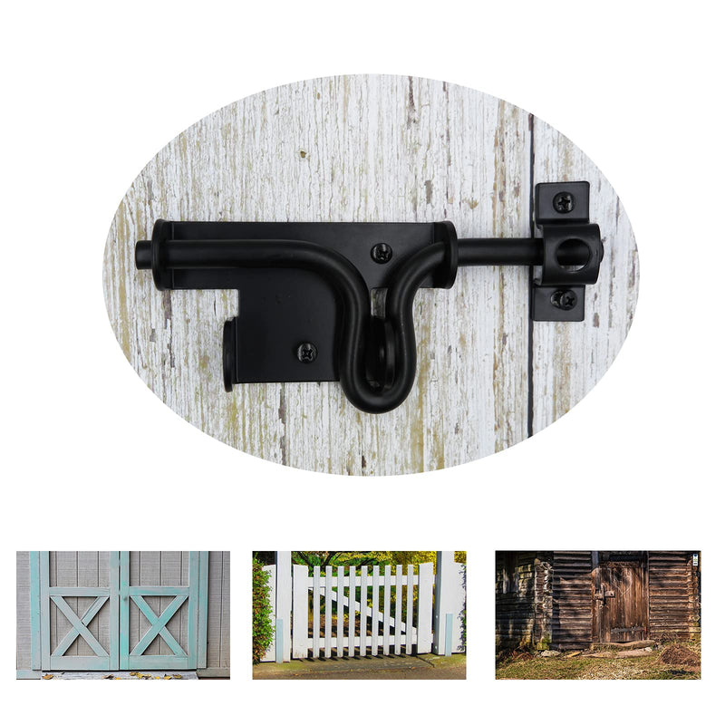 LAJIAOZ Black Heavy Duty Slide Bolt Gate Latch with Padlock Hole - Solid Hardware Thickened Metal Sliding Bolt Door Locks Gate Latches for Shed Door,Wooden Fences,Barn Doors,Yard Door,Outdoor Latch 1 - NewNest Australia